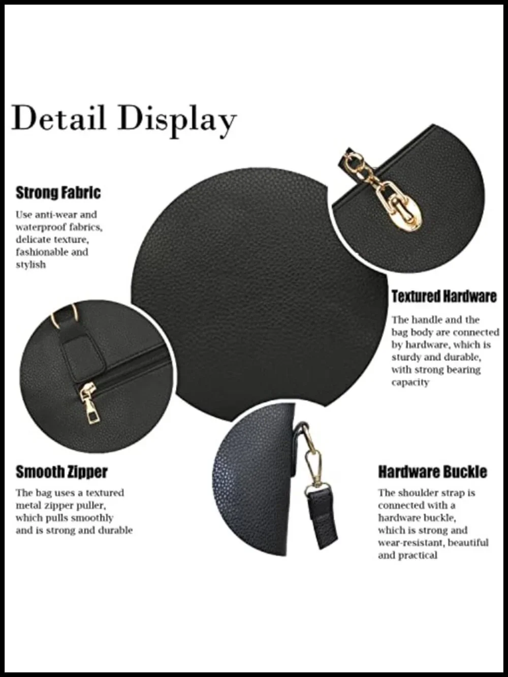 6-Piece Synthetic Leather Tote Crossbody Bag Set with Satchel Clutch